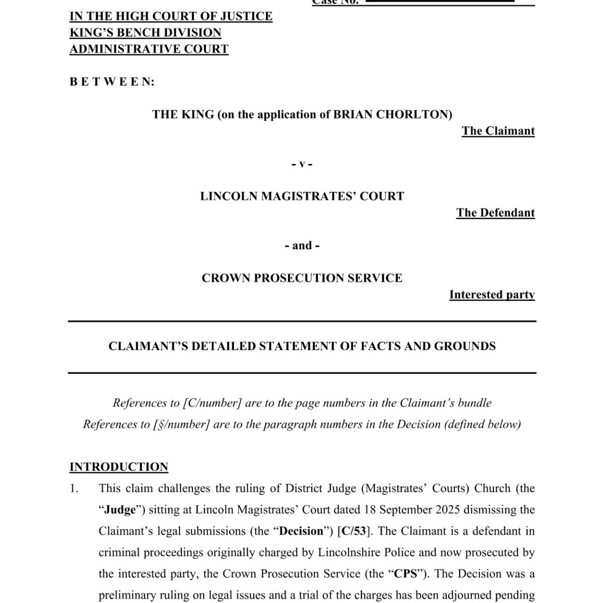 Update on prosecution of 87-year-old William Brian Chorlton, accused of 11 offences relating to alleged raptor persecution in&nbsp;Lincolnshire