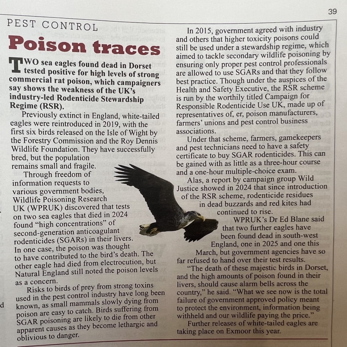 White-tailed Eagle poisonings feature in Private&nbsp;Eye